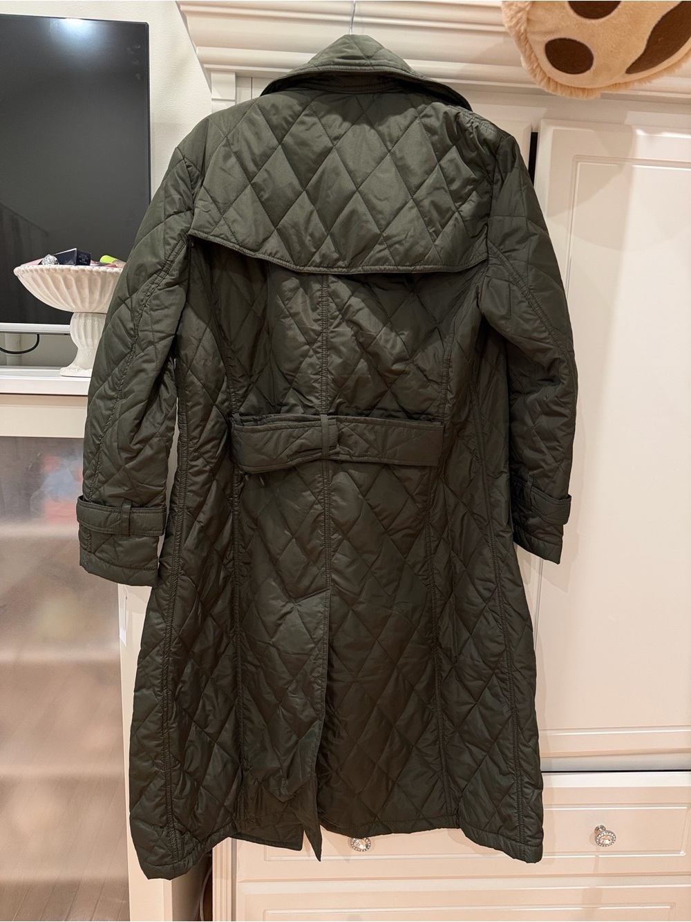 Rebecca Minkoff Quilted Long Puffer Coat in Dark Olive - Picture 2 of 3